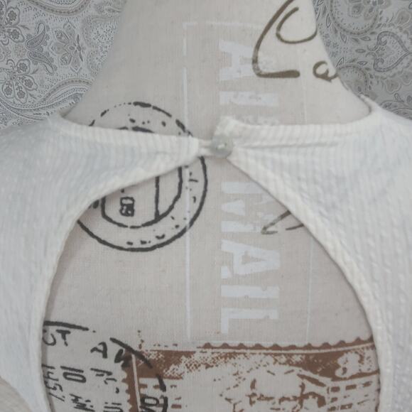 Free People Women's long sleeve crop top cinch front Ivory Size XS Boho Chic - Picture 5 of 12